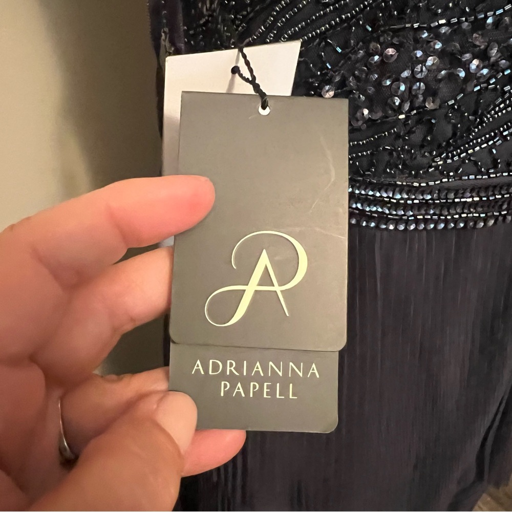 Adrianna Pappell long beaded dress pleated bottom so flattering mother of bride - Picture 11 of 11